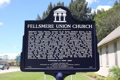 Fellsmere Union Church Marker-Side 1 image. Click for full size.