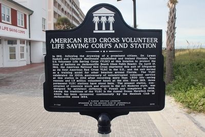 American Red Cross Volunteer Life Saving Corps and Station Marker image. Click for full size.