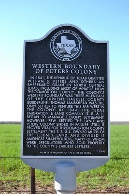 Western Boundary of Peters Colony Marker image. Click for full size.