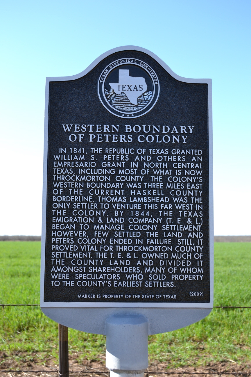 Western Boundary of Peters Colony Marker