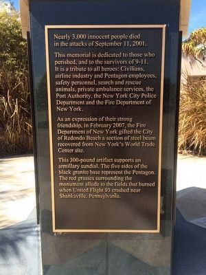 9-11 Tribute Marker [side 1 of 5] image. Click for full size.