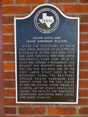 Grand Hotel and Grand Hardware Building Marker image. Click for full size.