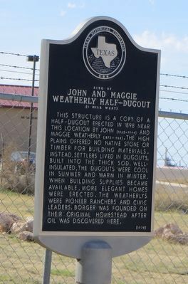 Site of John and Maggie Weatherly Half-Dugout Site Marker image. Click for full size.