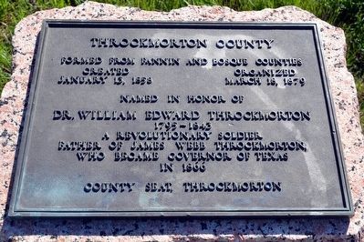 Inscription Plate of Throckmorton County Marker. Click for full size. Inscription Plate of Throckmorton County Marker image. Click for full size.