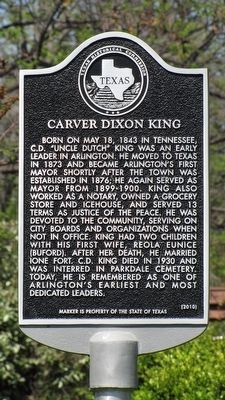 Carver Dixon King Texas Historical Marker image. Click for full size.