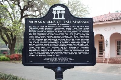 Woman's Club of Tallahassee Marker image. Click for full size.