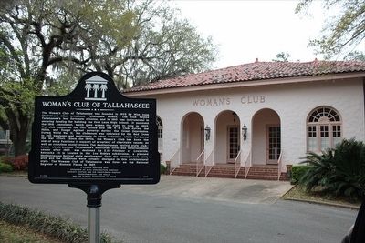 Woman's Club of Tallahassee Marker with building in background image. Click for full size.