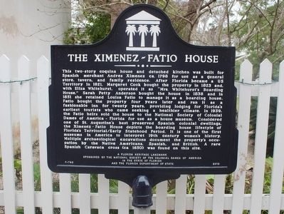 The Ximenez-Fatio House Marker image. Click for full size.