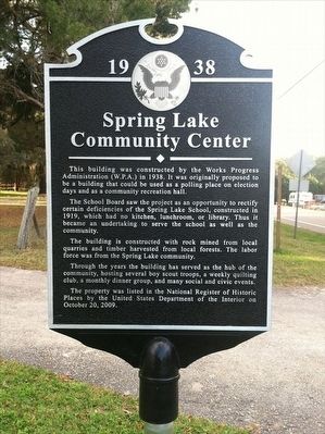 1938-Spring Lake Community Center Marker. Click for full size. 1938-Spring Lake Community Center Marker image. Click for full size.