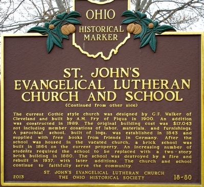 St.John’s Evangelical Lutheran Church and School Marker. Click for full size. St.John’s Evangelical Lutheran Church and School Marker image. Click for full size.
