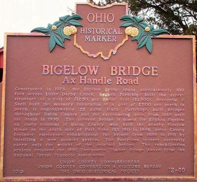 Bigelow Bridge, Ax Handle Rd Marker image. Click for full size.
