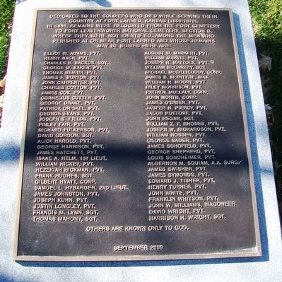 Soldiers Who Died at Fort Larned Marker image. Click for full size.