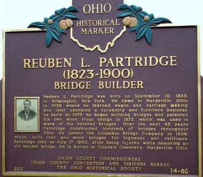 Reuben L. Partridge (1823- 1900) Bridge Builder Marker image. Click for full size.