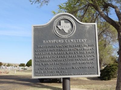 Hansford Cemetery Marker. Click for full size. Hansford Cemetery Marker image. Click for full size.