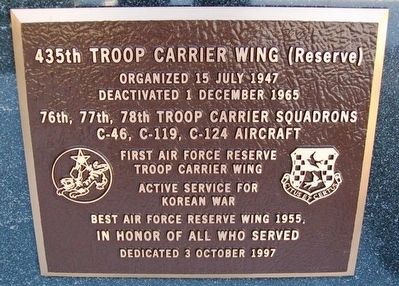 435th Troop Carrier Wing (Reserve) Marker image. Click for full size.