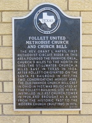 Follett United Methodist Church and Church Bell Marker image. Click for full size.