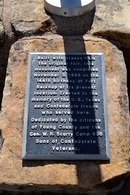 Fort Belknap Memorial Marker. Click for full size. Fort Belknap Memorial Marker image. Click for full size.
