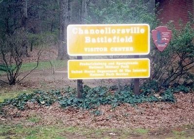 Sign at the entrance to the Chancellorsville Battlefield Visitor Center image. Click for full size.