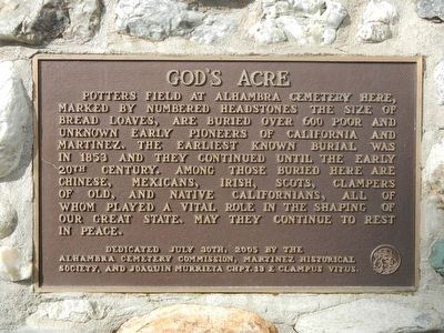 God's Acre Marker. Click for full size. God's Acre Marker image. Click for full size.