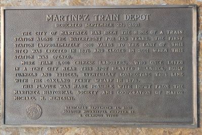 Martinez Train Depot Marker. Click for full size. Martinez Train Depot Marker image. Click for full size.