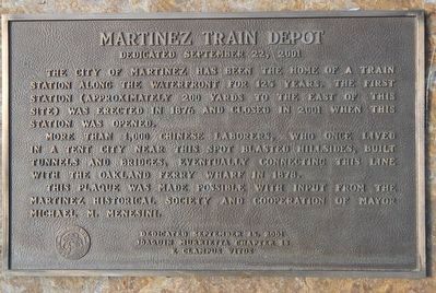 Martinez Train Depot Marker image. Click for full size.