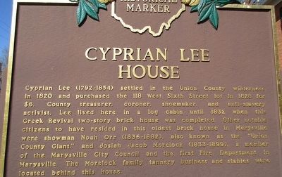 Cyprian Lee House Marker image. Click for full size.