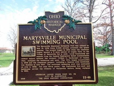 Marysville Municipal Swimming Pool Marker image. Click for full size.