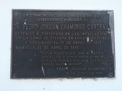 Dr. Pedro Joaquin Chamorro Cardenal Marker. Click for full size. Dr. Pedro Joaquin Chamorro Cardenal Marker image. Click for full size.