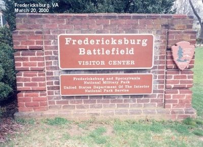 Sign at the entrance to the Fredericksburg Battlefield site. Click for full size. Sign at the entrance to the Fredericksburg Battlefield site image. Click for full size.