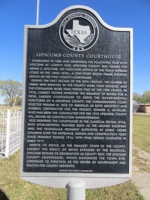 Lipscomb County Courthouse Marker image. Click for full size.