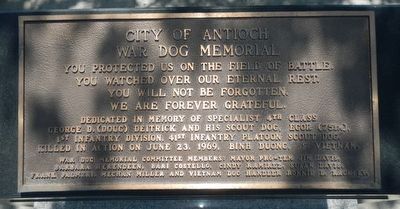 City of Antioch War Dog Memorial Marker image. Click for full size.