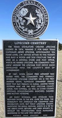 Lipscomb Cemetery Marker. Click for full size. Lipscomb Cemetery Marker image. Click for full size.