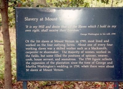 Slavery at Mount Vernon Marker. Click for full size. Slavery at Mount Vernon Marker image. Click for full size.