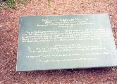 Welcome to Mount Vernon Marker image. Click for full size.
