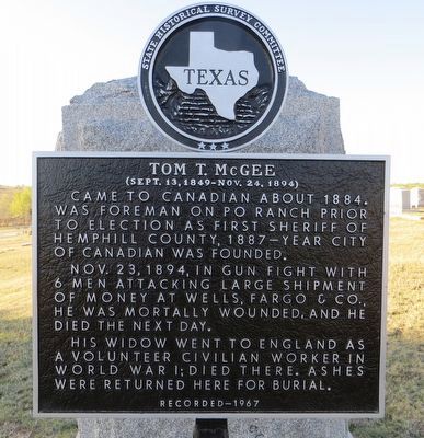 Tom T. McGee Marker. Click for full size. Tom T. McGee Marker image. Click for full size.