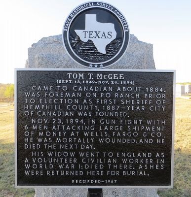 Tom T. McGee Marker image. Click for full size.