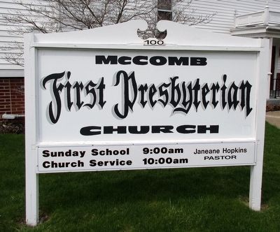 McComb First Presbyterian Church sign image. Click for full size.