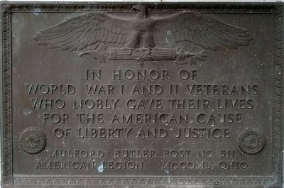 World War I and II Veterans Memorial Marker image. Click for full size.