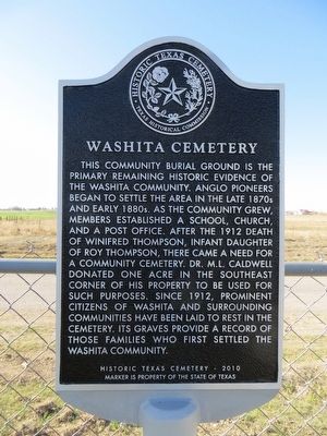 Washita Cemetery Marker image. Click for full size.