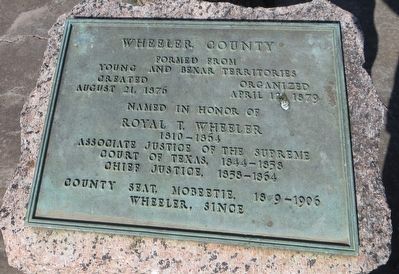 Wheeler County Marker. Click for full size. Wheeler County Marker image. Click for full size.