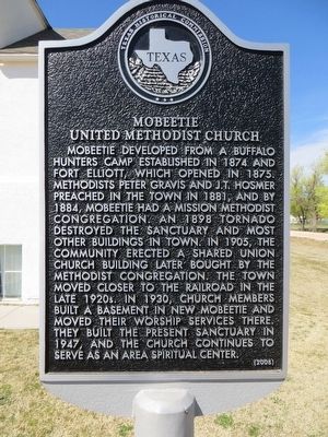 Mobeetie United Methodist Church Marker image. Click for full size.