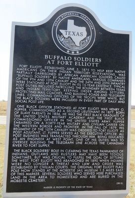 Buffalo Soldiers at Fort Elliott Marker image. Click for full size.