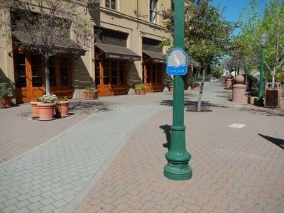 The gray pavers represent the line of the now underground creeks. image. Click for full size.