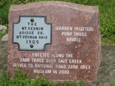 Zanes Trace Bridge Marker. Click for full size. Zanes Trace Bridge Marker image. Click for full size.