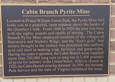 Cabin Branch Pyrite Mine Marker (refurbished) image. Click for full size.