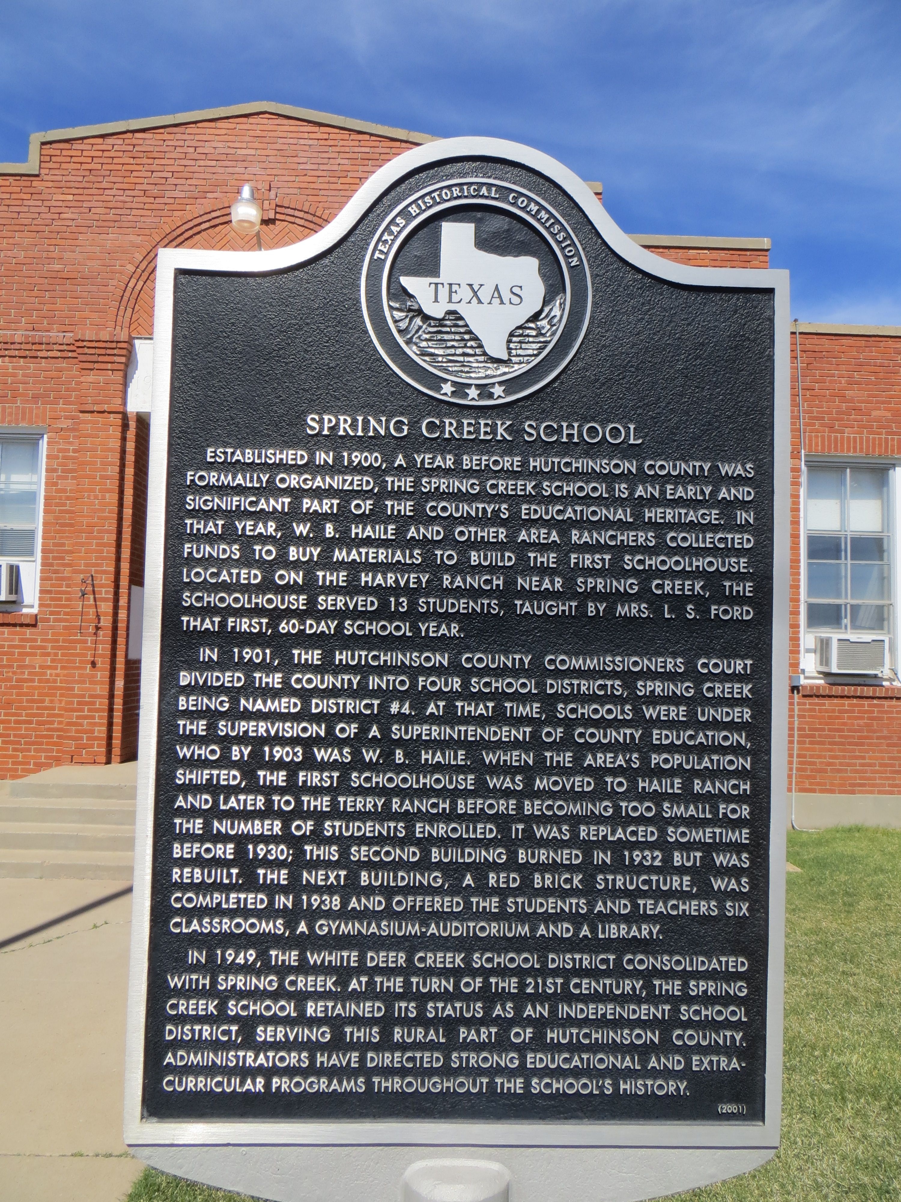 Spring Creek School Marker