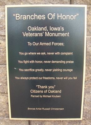 "Branches Of Honor" Veterans Memorial Marker image. Click for full size.