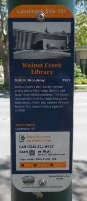 Walnut Creek Library Marker. Click for full size. Walnut Creek Library Marker image. Click for full size.