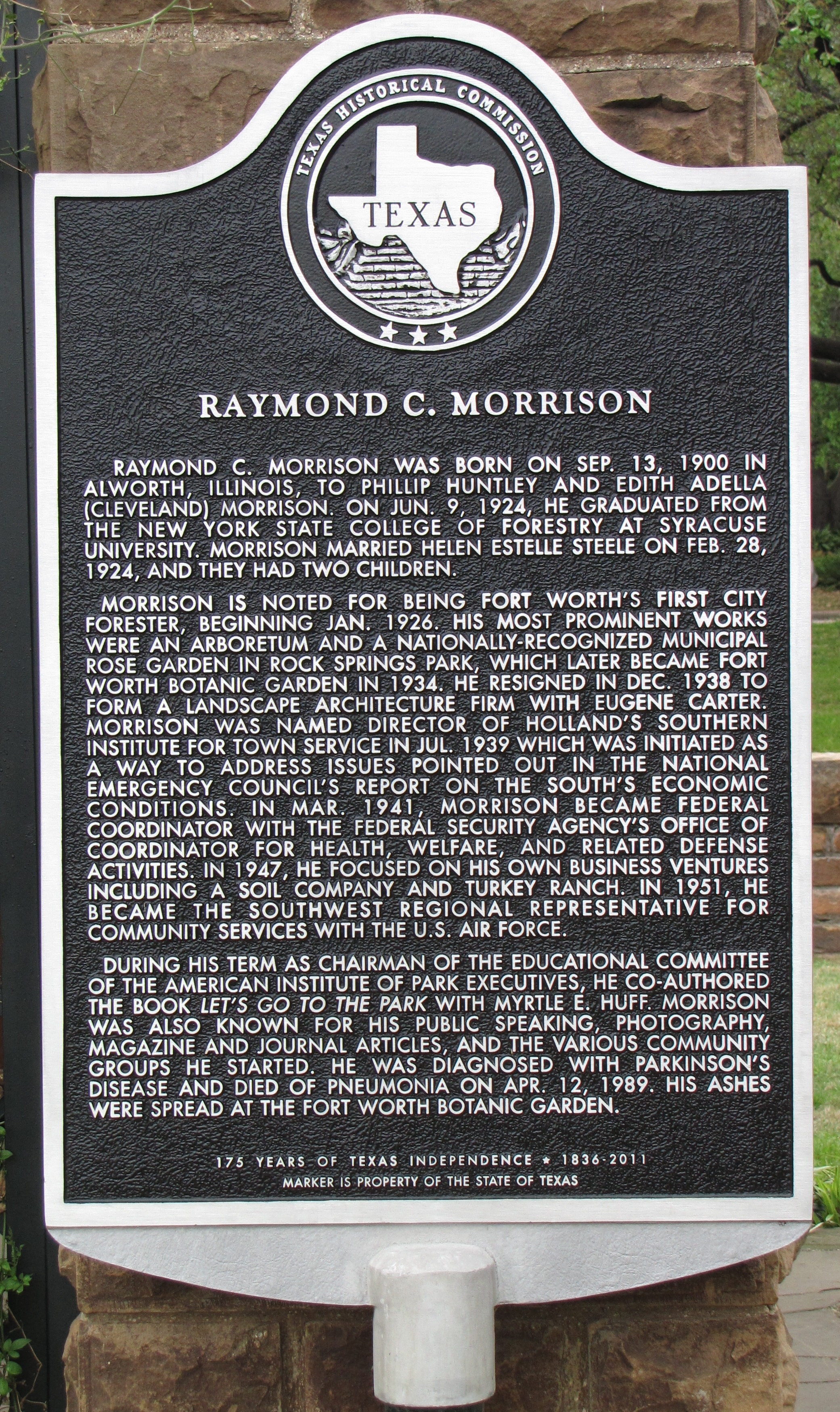 Raymond C. Morrison Texas Historical Marker