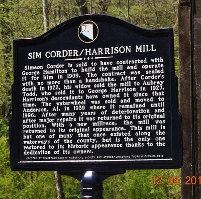Sims Corder/Harrison Mill Marker image. Click for full size.